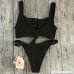 RAISINGTOP 2018 Style Ladies Bikini Set Swimwear Separates Push-Up Padded Solid Button Swimsuit Beachwear Adjustable Black B079PLT6Q8